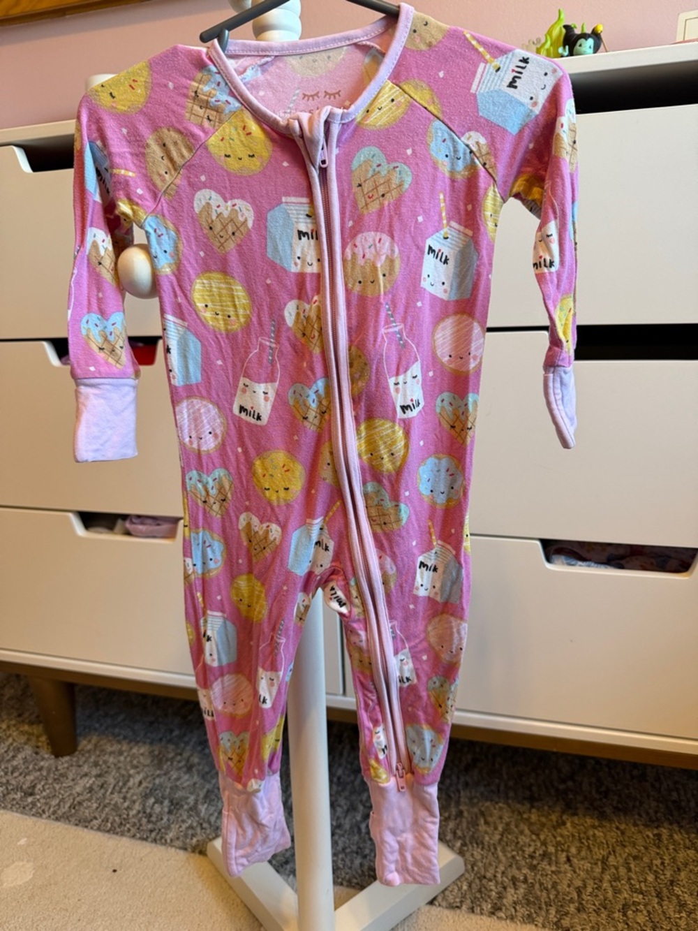 Little Sleepies Pink Milk & Cookies Footie One-Piece